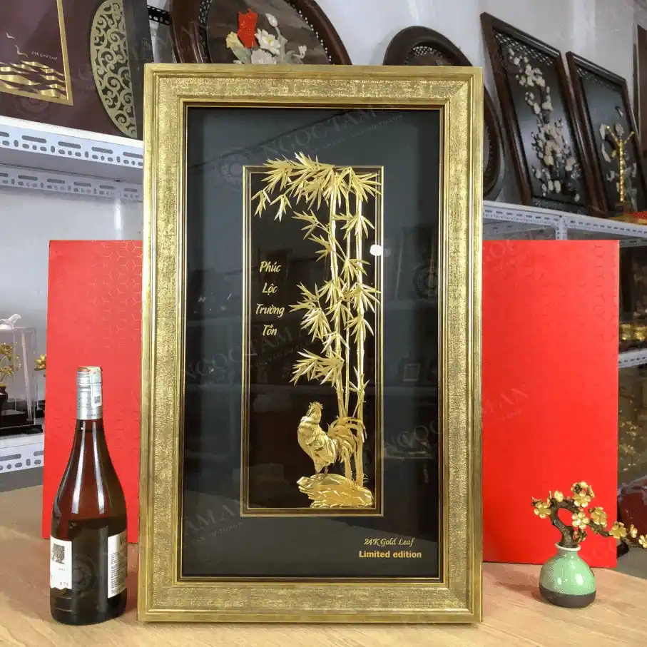 Tranh Phúc lộc trường tồn dát vàng 24K