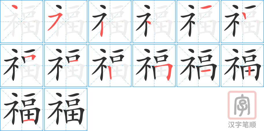 Chữ Phúc trong tiếng Hán: ý nghĩa, cấu tạo, cách viết và ứng dụng Cách viết chữ 福