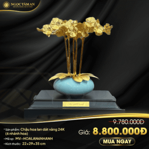 Chậu hoa lan dát vàng 24K (6 nhánh)