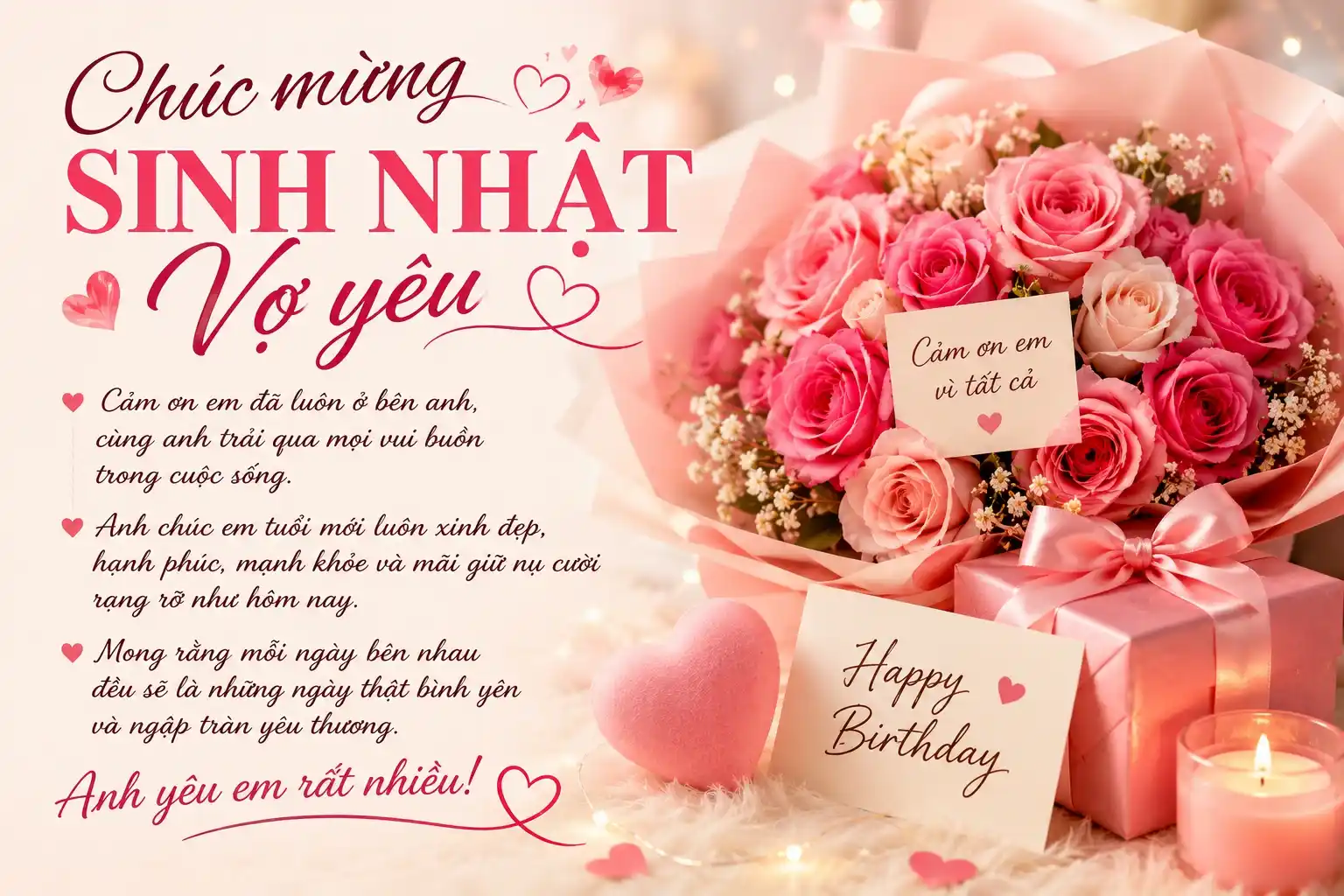 30+ Lời chúc sinh nhật vợ ngọt ngào, lãng mạn nhất Lời chúc sinh nhật vợ yêu