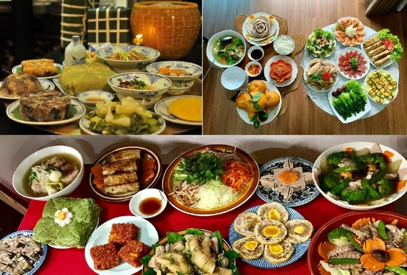 Mâm cơm cúng gia tiên mùng 1 Tết miền Bắc