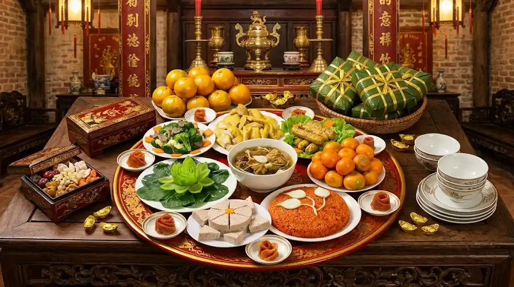 Mâm cúng Rằm tháng Giêng