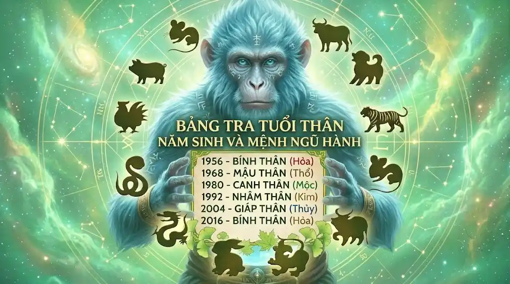 Bảng tra tuổi Thân sinh năm bao nhiêu và mệnh ngũ hành