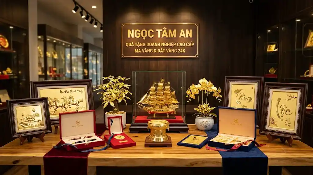 Bộ sưu tập quà tặng doanh nghiệp cao cấp mạ vàng, dát vàng 24K tại Ngọc Tâm An.