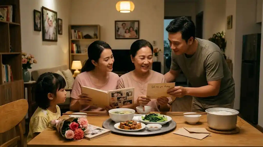 Album ảnh, thư tay, bữa cơm gia đình làm quà 20/10 cho mẹ ý nghĩa