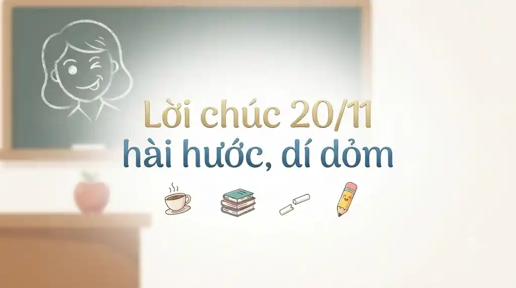 Học sinh vui vẻ tặng hoa kèm lời chúc 20/11 hài hước cho thầy cô