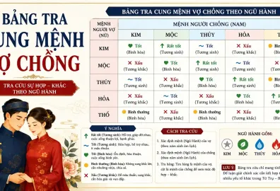 Bảng tra cung mệnh vợ chồng